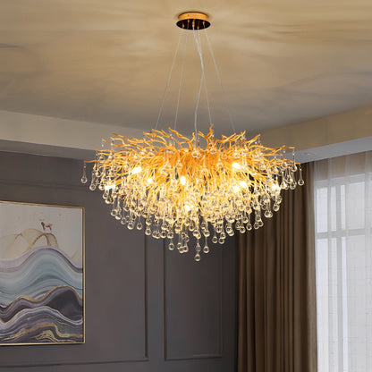 Modern Luxury Gold Tree Branch Teardrop Dimmable Chandelier Lights