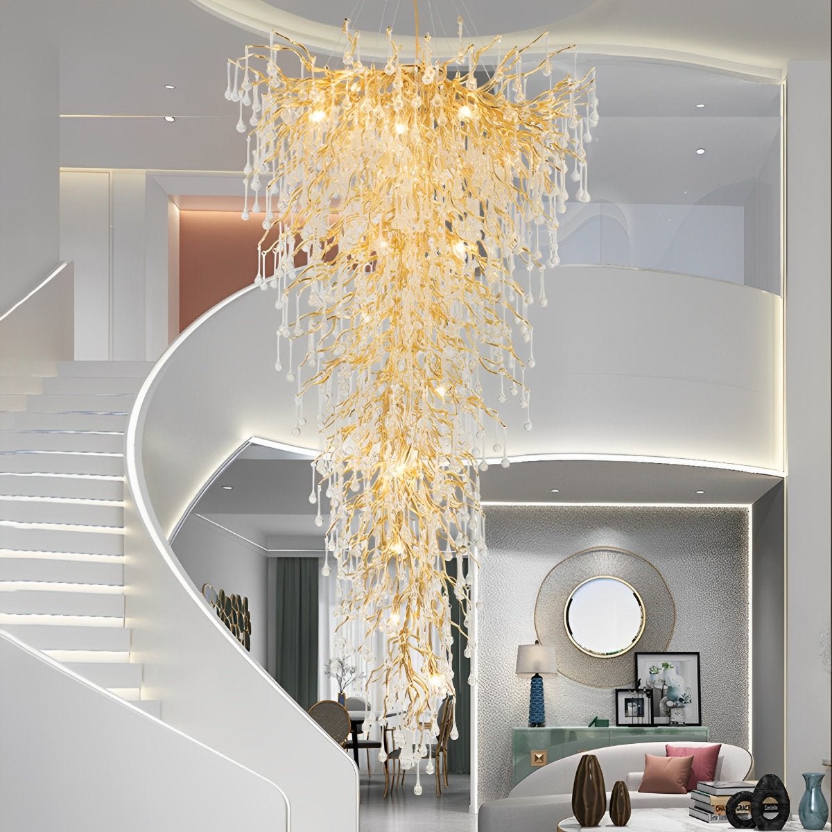 Modern Luxury Gold Tree Branch Teardrop Dimmable Chandelier Lights