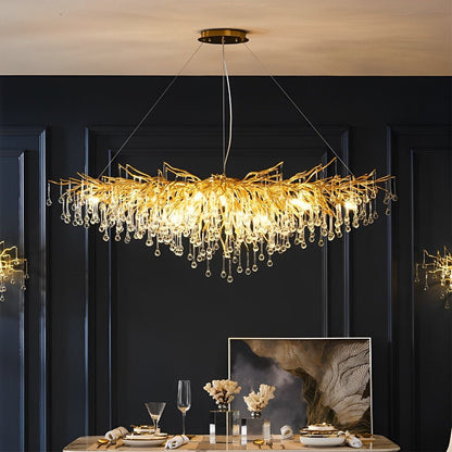 Modern Luxury Gold Tree Branch Teardrop Dimmable Chandelier Lights