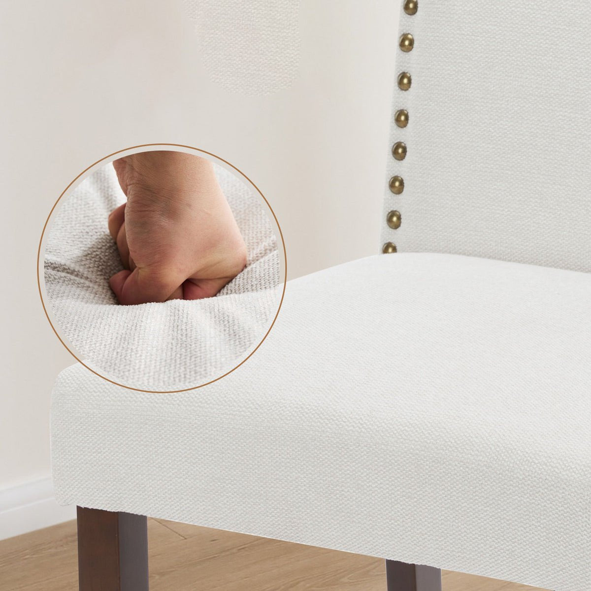 Modern Luxury Soft Fabric Rivet Armless Dining Chairs