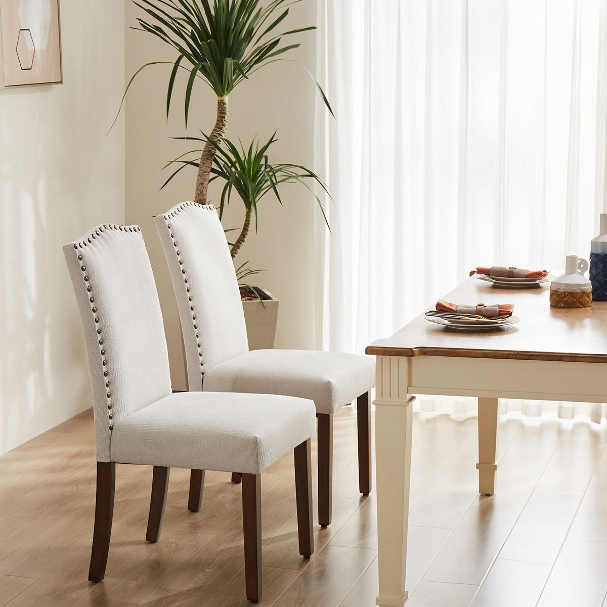 Modern Luxury Soft Fabric Rivet Armless Dining Chairs