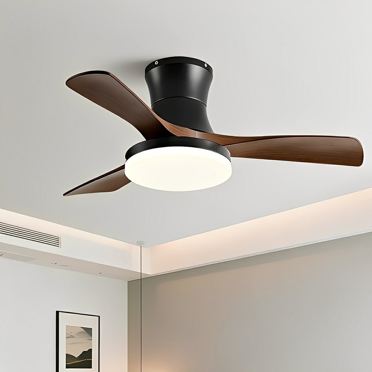 Modern Minimalist 3-Blades DC Motor Reverse Full-Spectrum LED Ceiling Fan Light