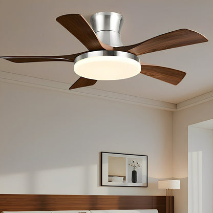 Modern Minimalist 5-Blades DC Motor Reverse Full-Spectrum LED Ceiling Fan Light