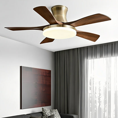 Modern Minimalist 5-Blades DC Motor Reverse Full-Spectrum LED Ceiling Fan Light