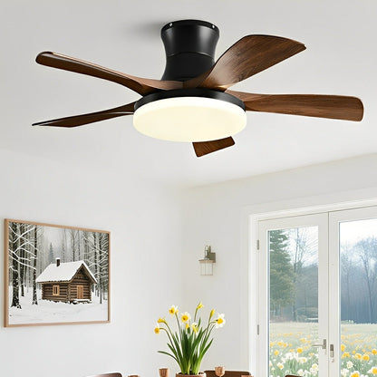 Modern Minimalist 5-Blades DC Motor Reverse Full-Spectrum LED Ceiling Fan Light