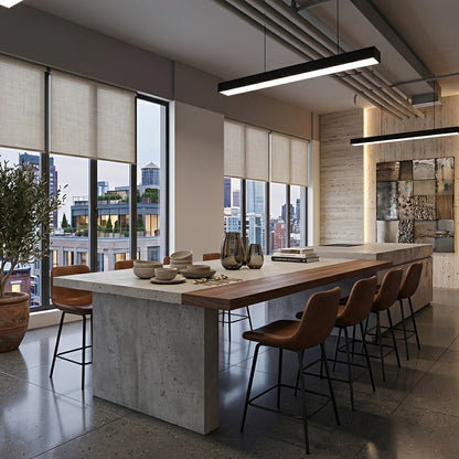 Minimalist Black LED Recessed Office Hanging Suspended Linear Light