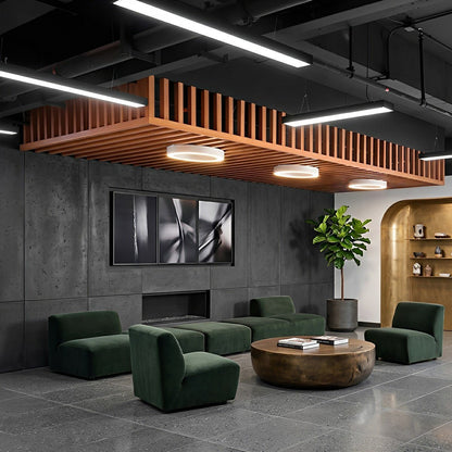 Minimalist Black LED Recessed Office Hanging Suspended Linear Light