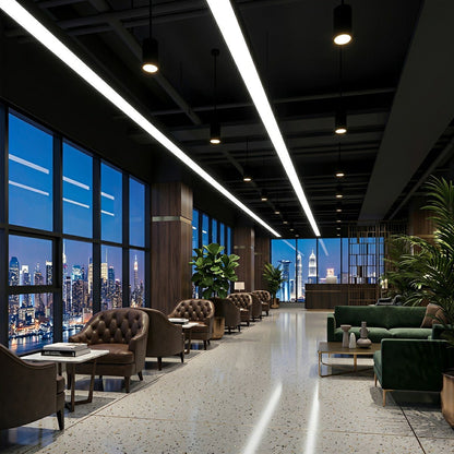 Minimalist Black LED Recessed Office Hanging Suspended Linear Light