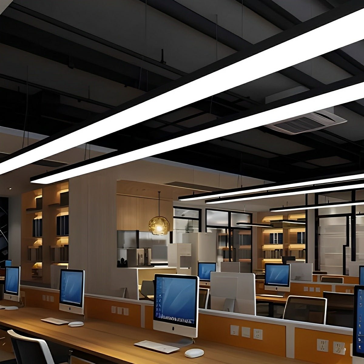 Minimalist Black LED Recessed Suspended Office Hanging Light
