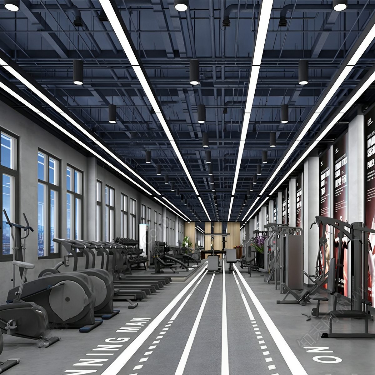 Minimalist Black LED Recessed Suspended Office Hanging Light
