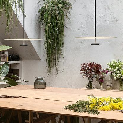 Modern Minimalist Black Slim Dish LED Pendant Lights