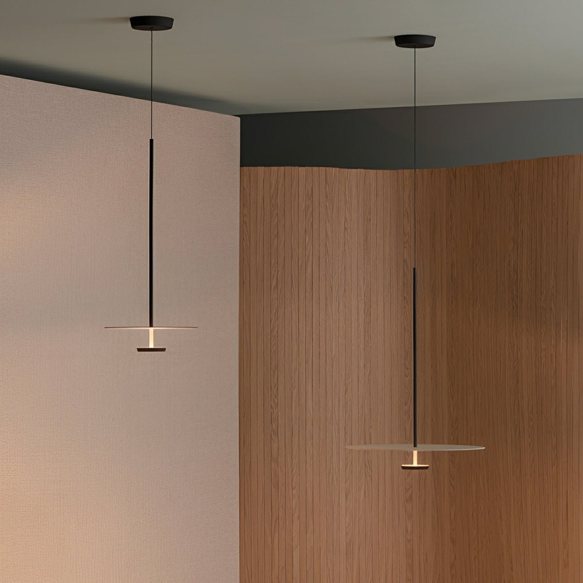 Modern Minimalist Black Slim Dish LED Pendant Lights