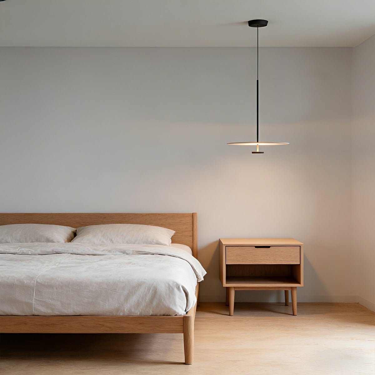 Modern Minimalist Black Slim Dish LED Pendant Lights