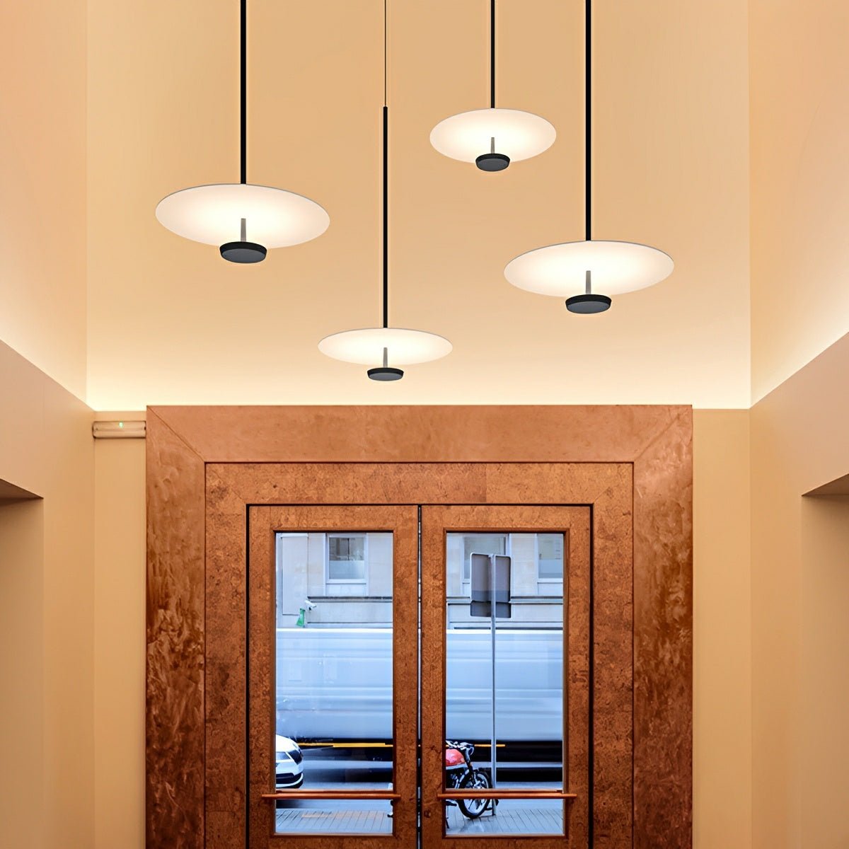 Modern Minimalist Black Slim Dish LED Pendant Lights