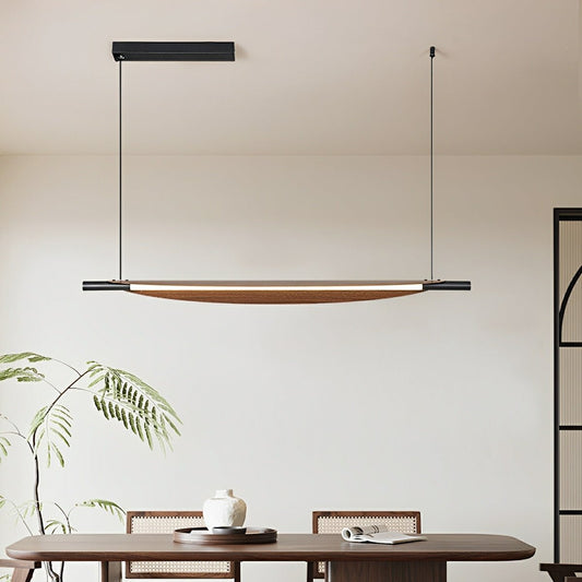 Modern Minimalist Black Walnut Leaf-Shape LED Pendant Lights