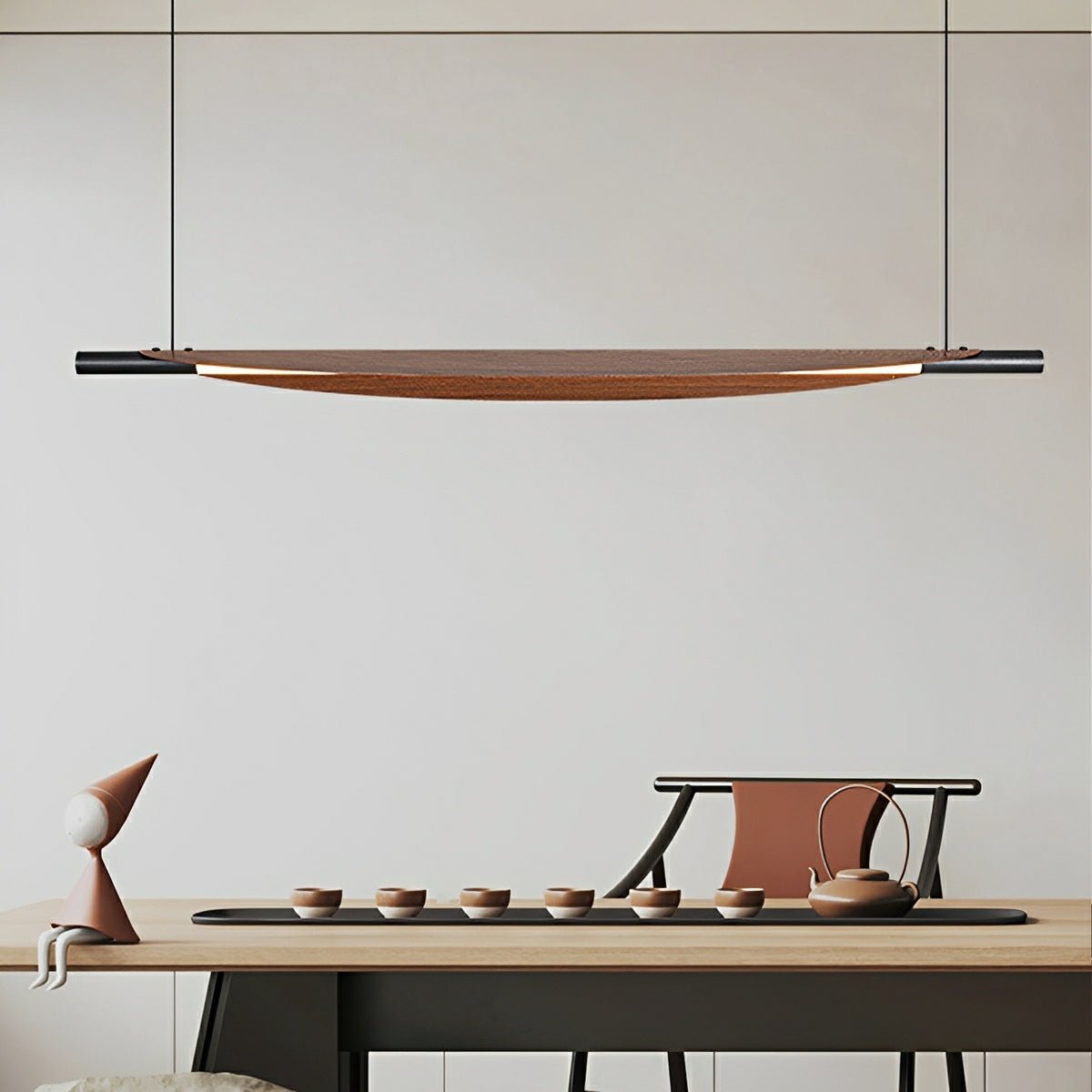 Modern Minimalist Black Walnut Leaf-Shape LED Pendant Lights