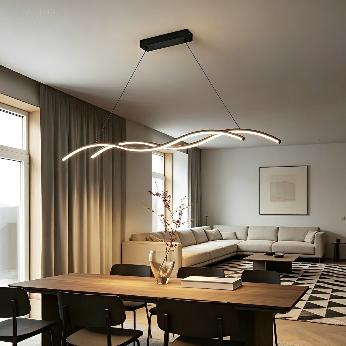 Dimmable Modern Minimalist Double Wave LED Pendant Light