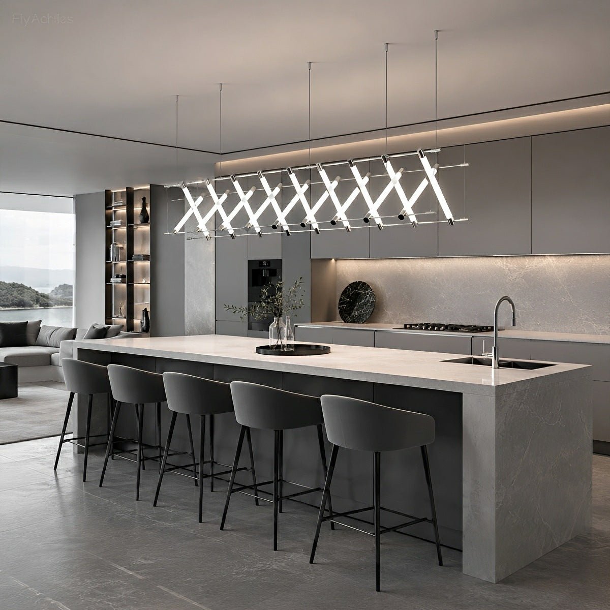 Modern Minimalist Fishbone Light Combination Bar Chandelier