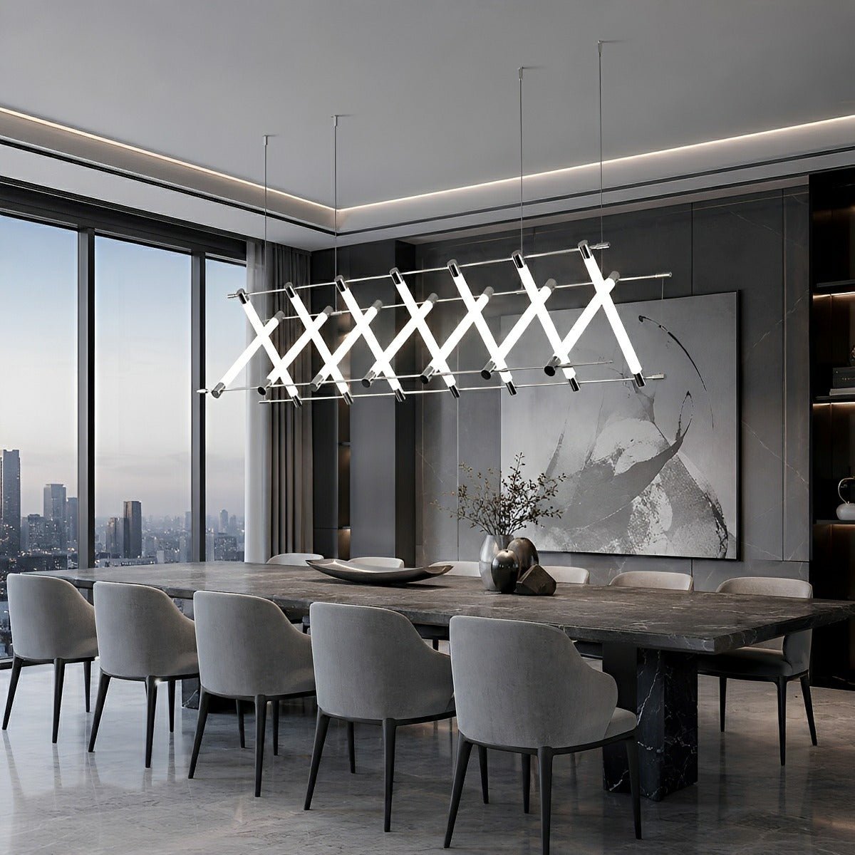 Modern Minimalist Fishbone Light Combination Bar Chandelier