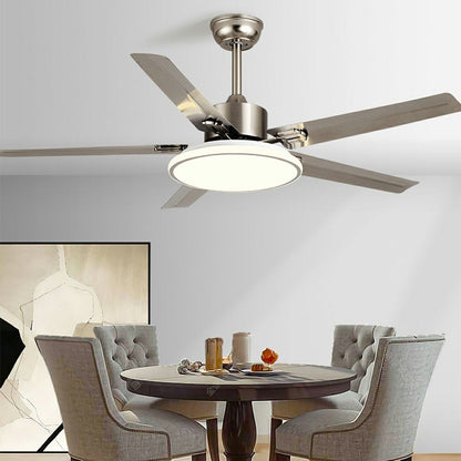 Modern Minimalist DC Motor 6-Speed Reverse Stainless Steel Ceiling Fan Light