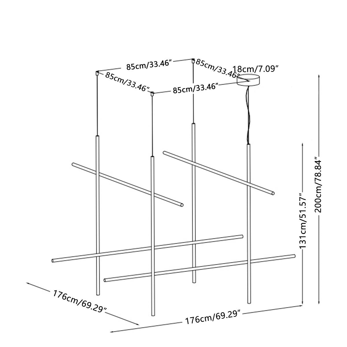 Modern Minimalist Geometric Outline Lines Light Pendant Lights