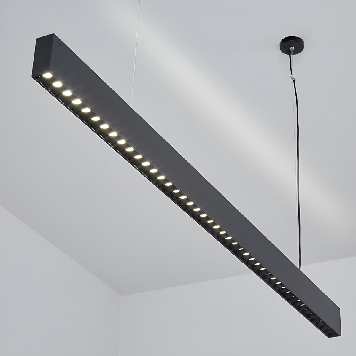 Modern Minimalist Grille LED Long Strip Office Pendant Lights