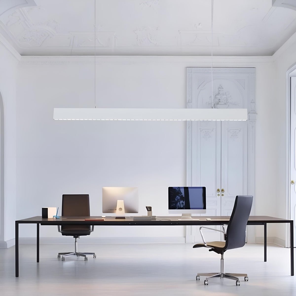 Modern Minimalist Grille LED Long Strip Office Pendant Lights