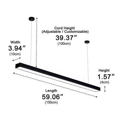 Minimalist LED Long Strip Office Suspended Pendant Lights