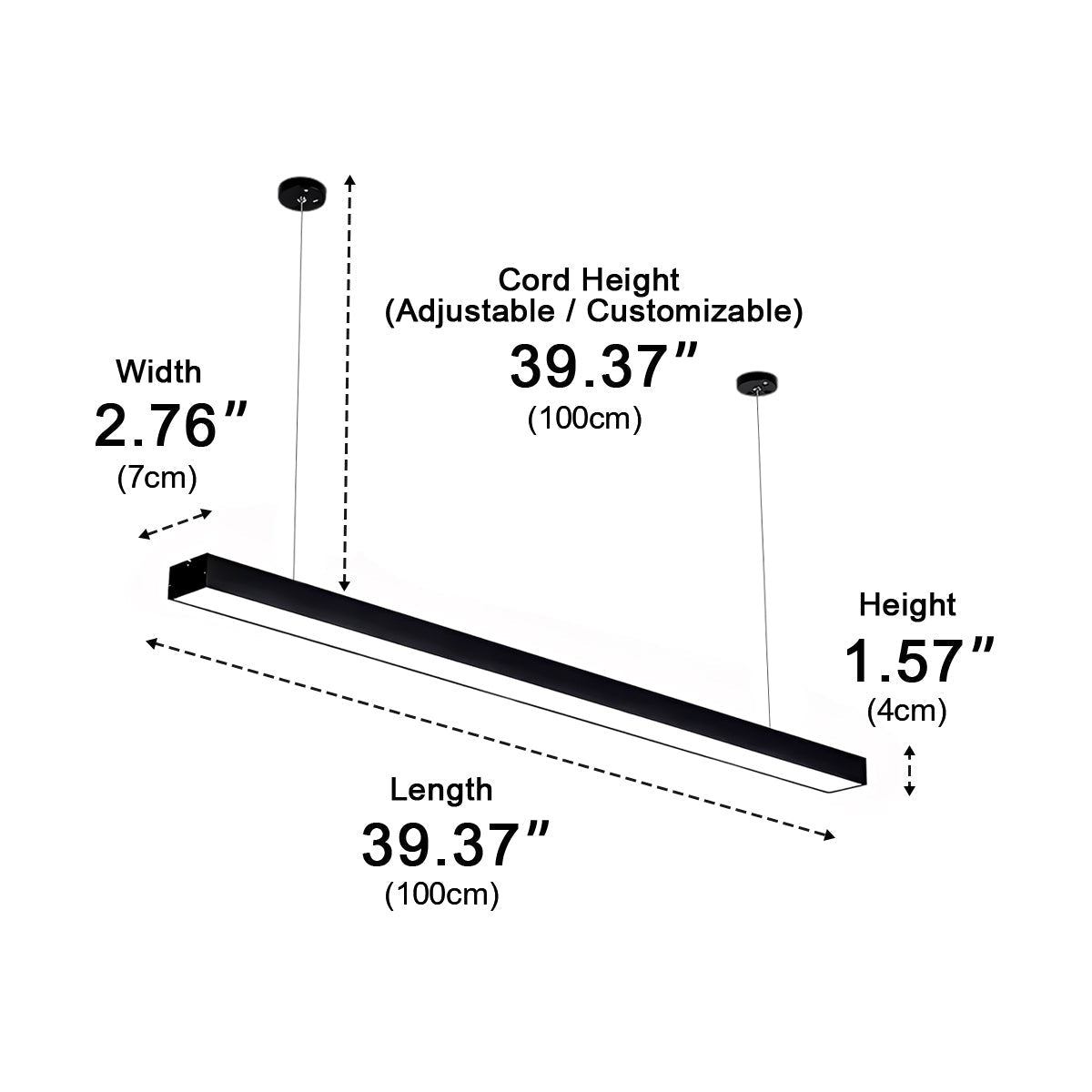 Minimalist LED Long Strip Office Suspended Pendant Lights