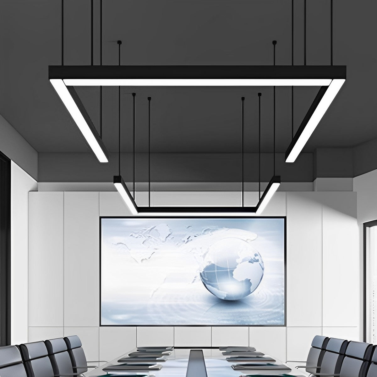 Minimalist LED Long Strip Office Suspended Pendant Lights