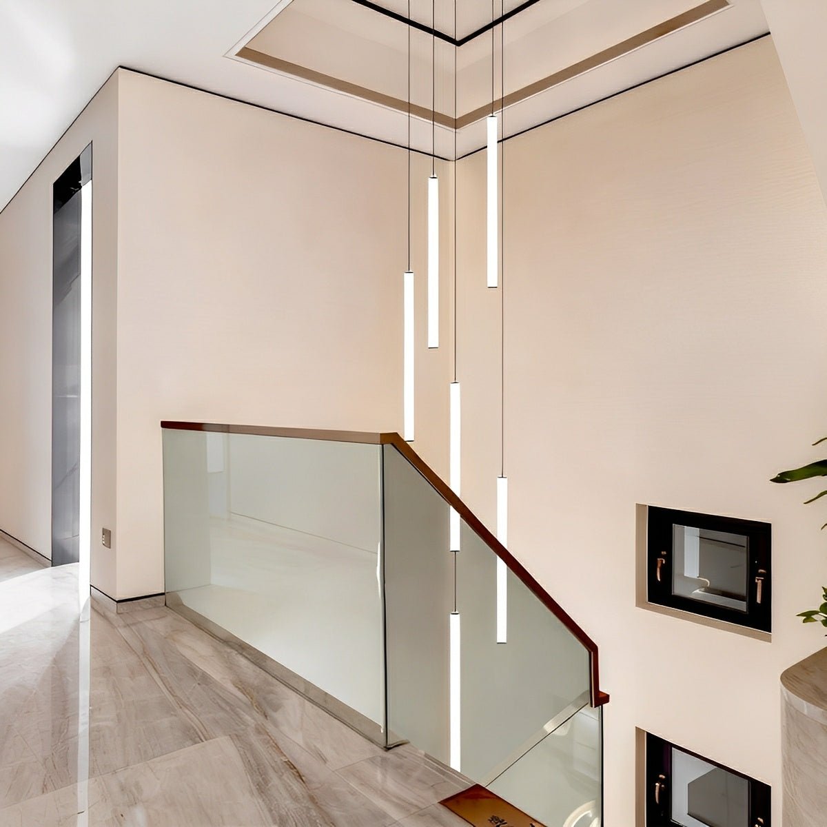 Modern Minimalist Long Strip LED Stairs Staircase Chandeliers