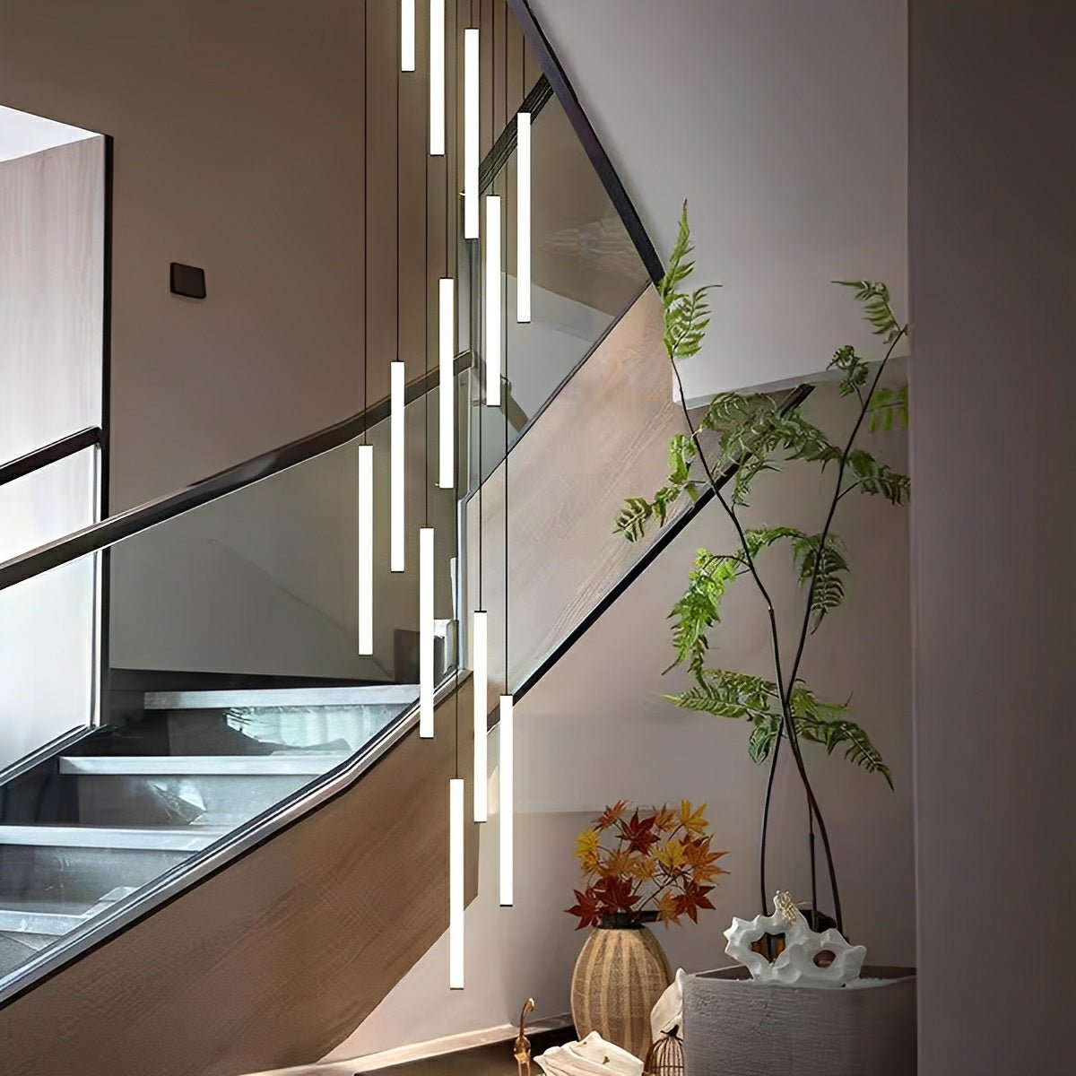 Modern Minimalist Long Strip LED Stairs Staircase Chandeliers