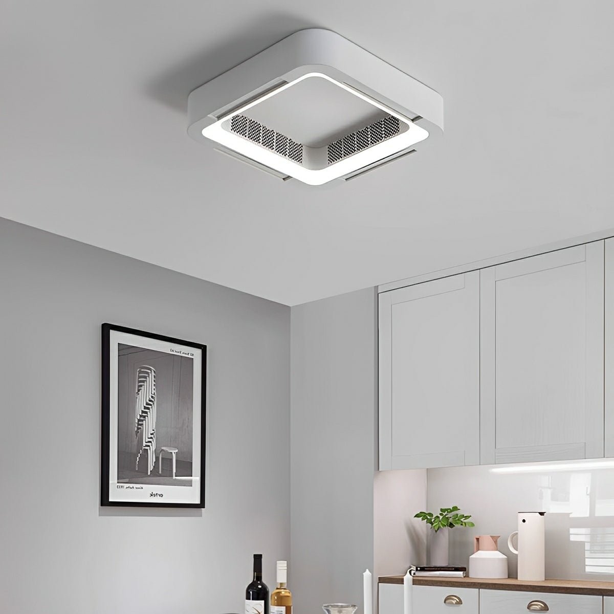 Modern Minimalist Mainless Lighting LED Bladeless Ceiling Fan Light