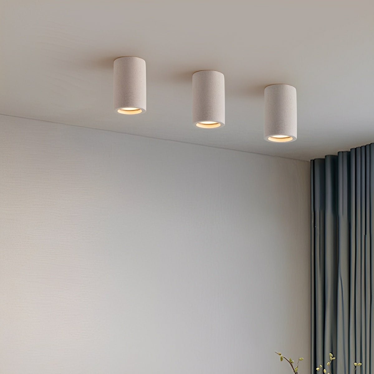 Modern Minimalist Round Concrete LED Ceiling Lights Mainless Lighting