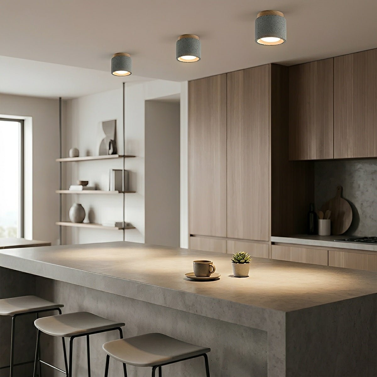 Modern Minimalist Round Concrete LED Ceiling Lights
