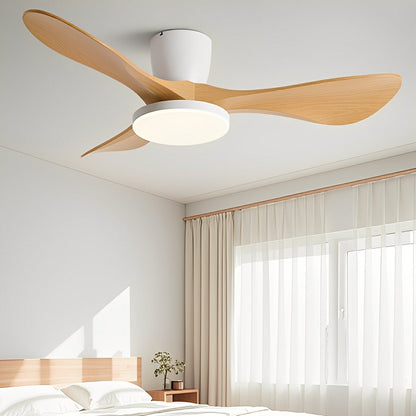 Modern Minimalist Sculptural DC Motor Reverse Ceiling Fan with Light