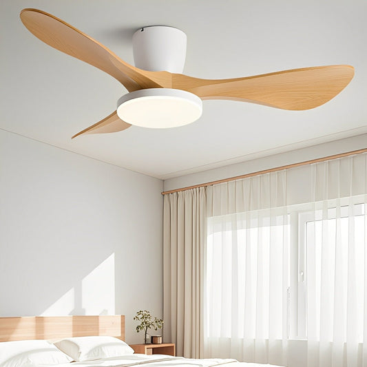Modern Minimalist Sculptural DC Motor Reverse Ceiling Fan with Light