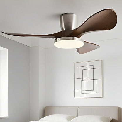 Modern Minimalist Sculptural DC Motor Reverse Ceiling Fan with Light
