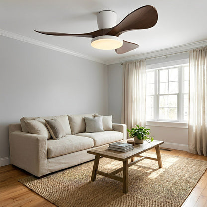 Modern Minimalist Sculptural DC Motor Reverse Ceiling Fan with Light