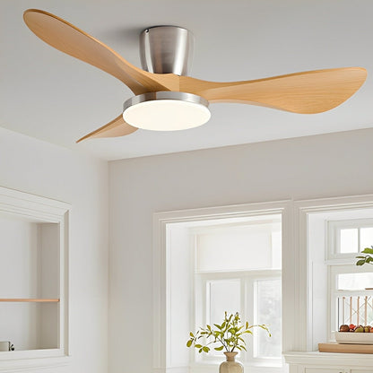 Modern Minimalist Sculptural DC Motor Reverse Ceiling Fan with Light