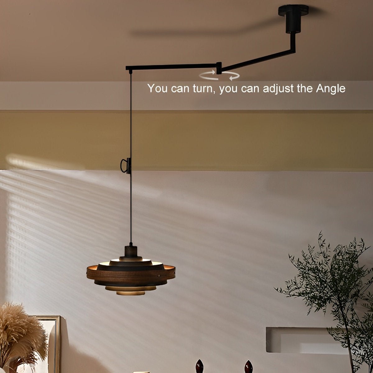 Dimmable Modern Japandi Shaded Drum Pendant Light