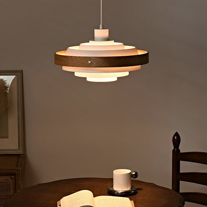 Dimmable Modern Japandi Shaded Drum Pendant Light