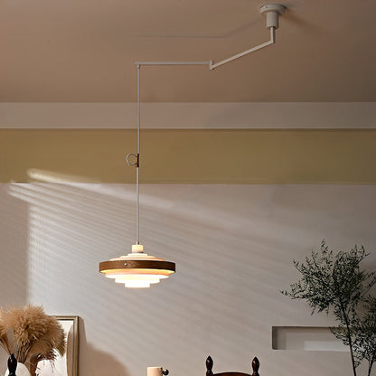 Dimmable Modern Japandi Shaded Drum Pendant Light