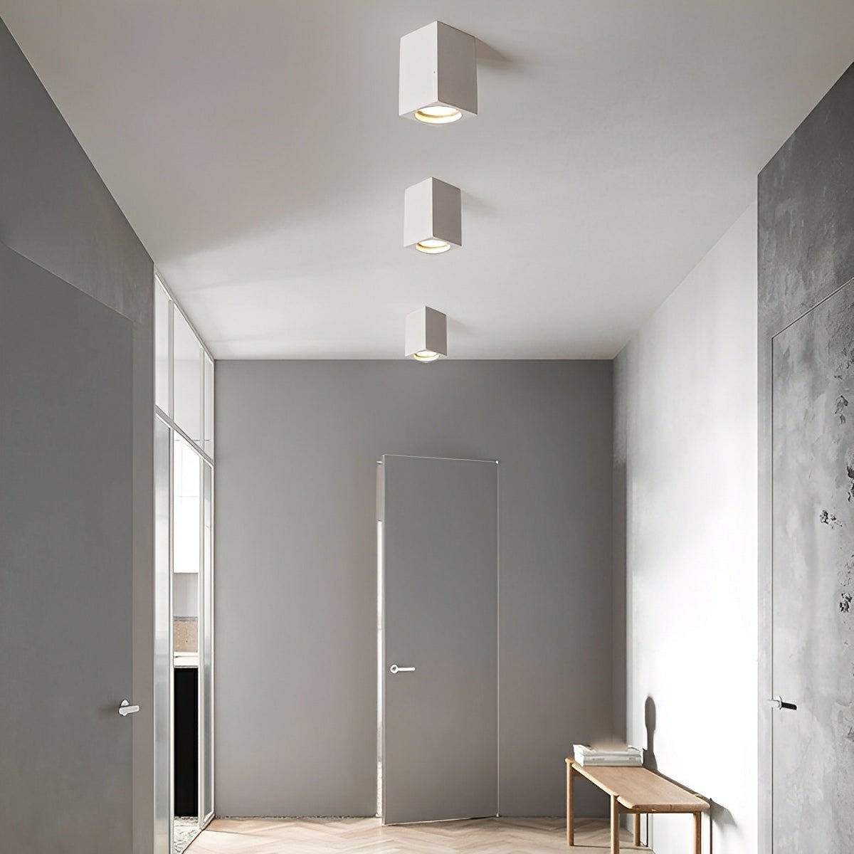 Modern Minimalist Square Concrete LED Ceiling Lights Mainless Lighting