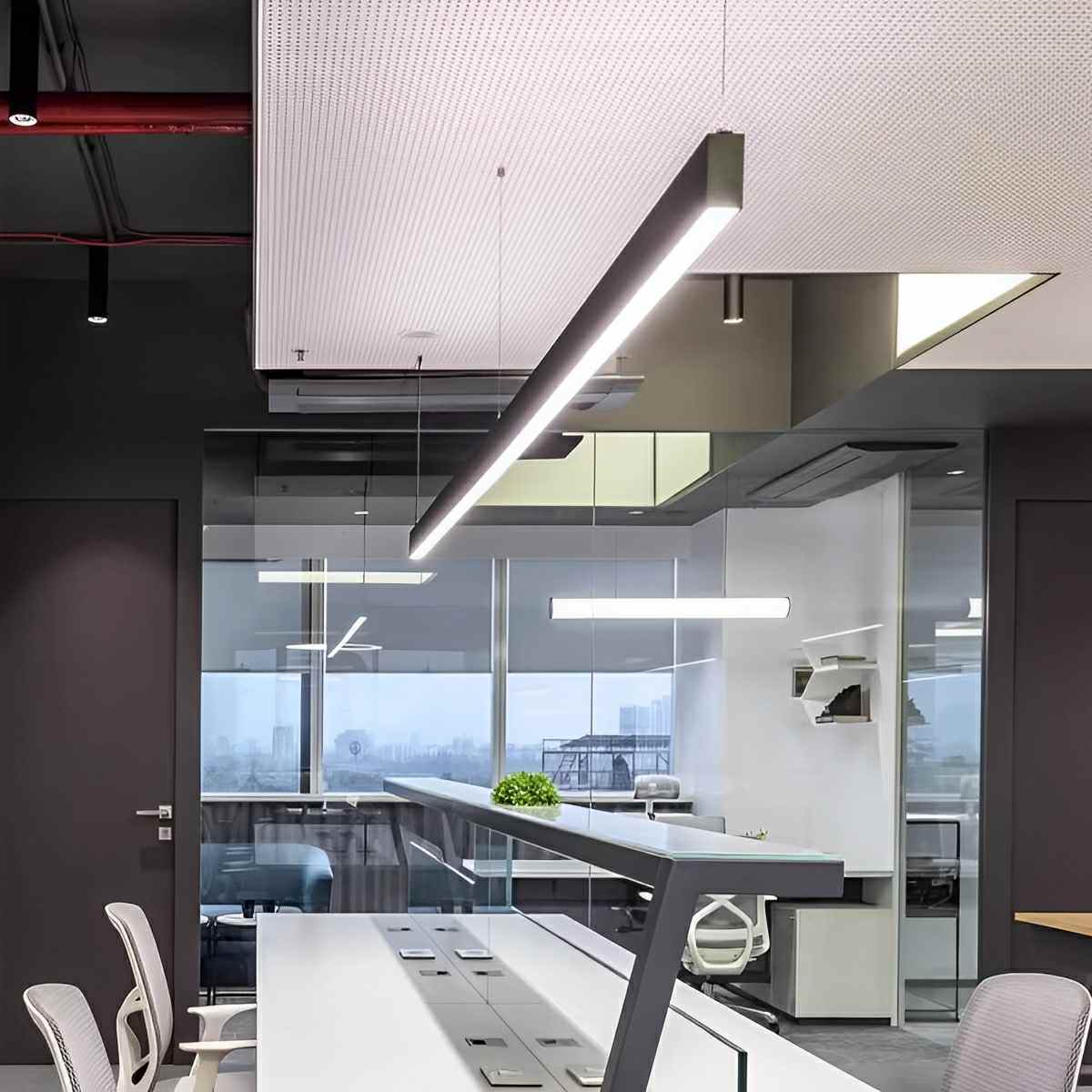 Minimalist Up&Down Linear LED Strip Office Suspended Pendant Lights