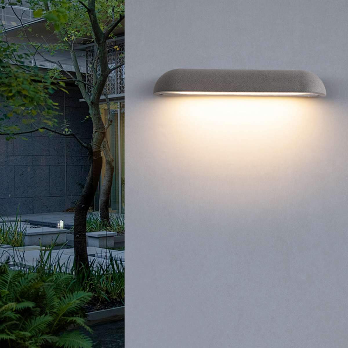 Modern Minimalist Waterproof Outdoor Concrete Long Dome LED Porch Lights