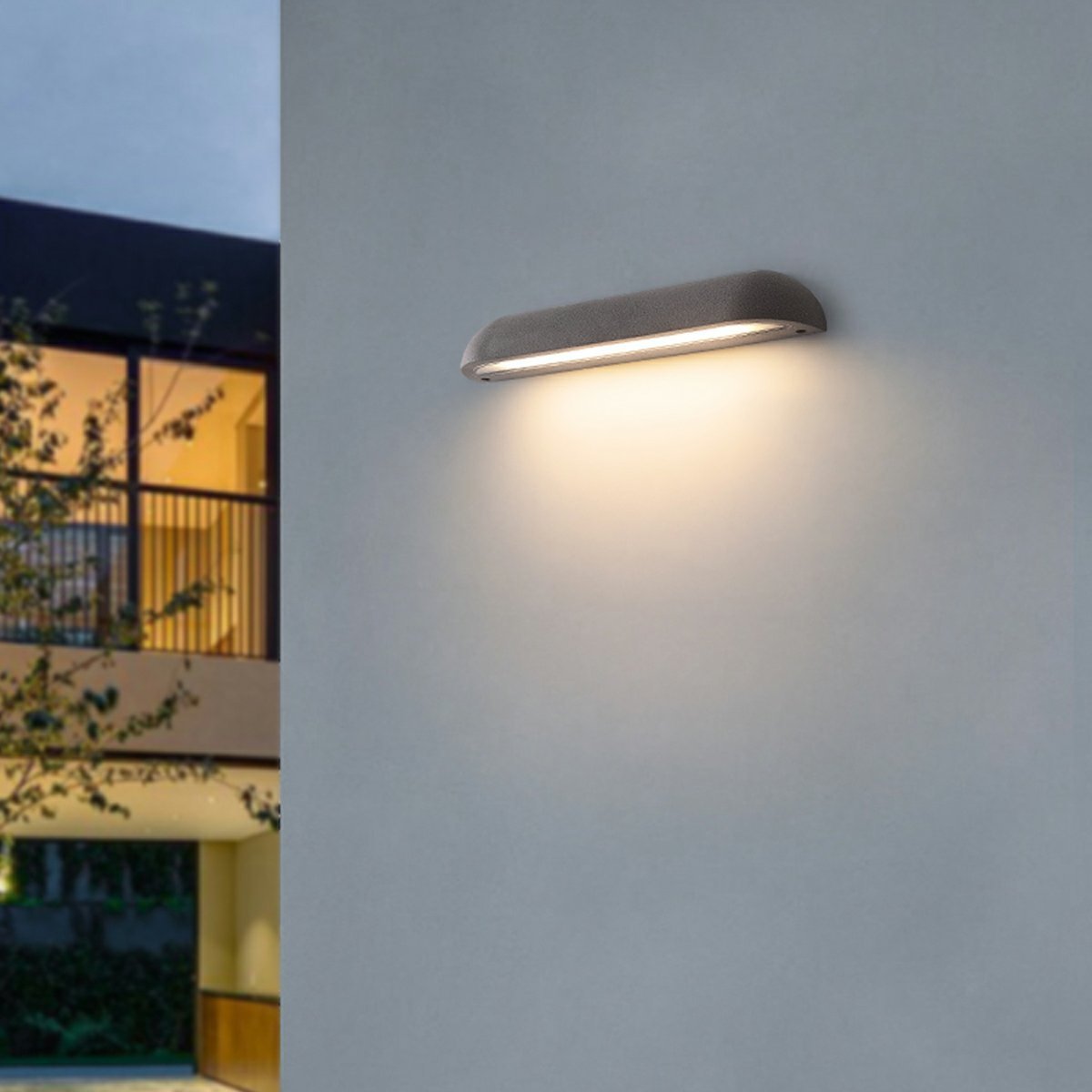 Modern Minimalist Waterproof Outdoor Concrete Long Dome LED Porch Lights