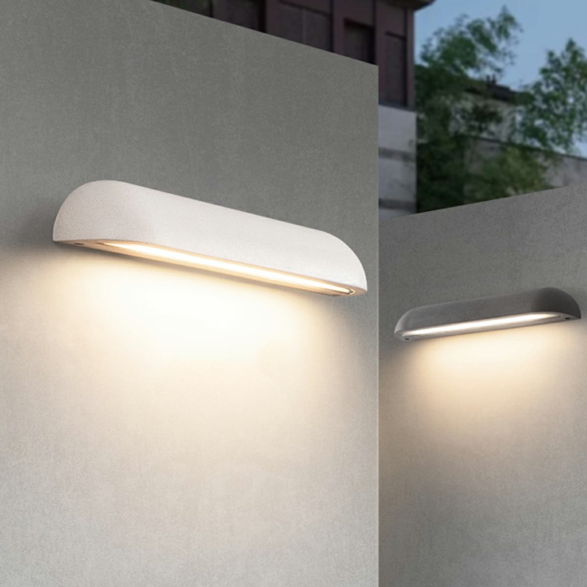 Modern Minimalist Waterproof Outdoor Concrete Long Dome LED Porch Lights