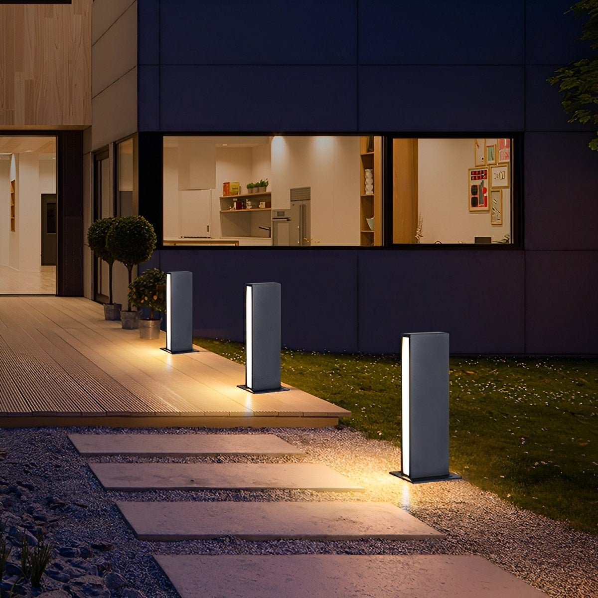 Modern Minimalist Waterproof Rectangular Outdoor LED Lawn Pathway Lights