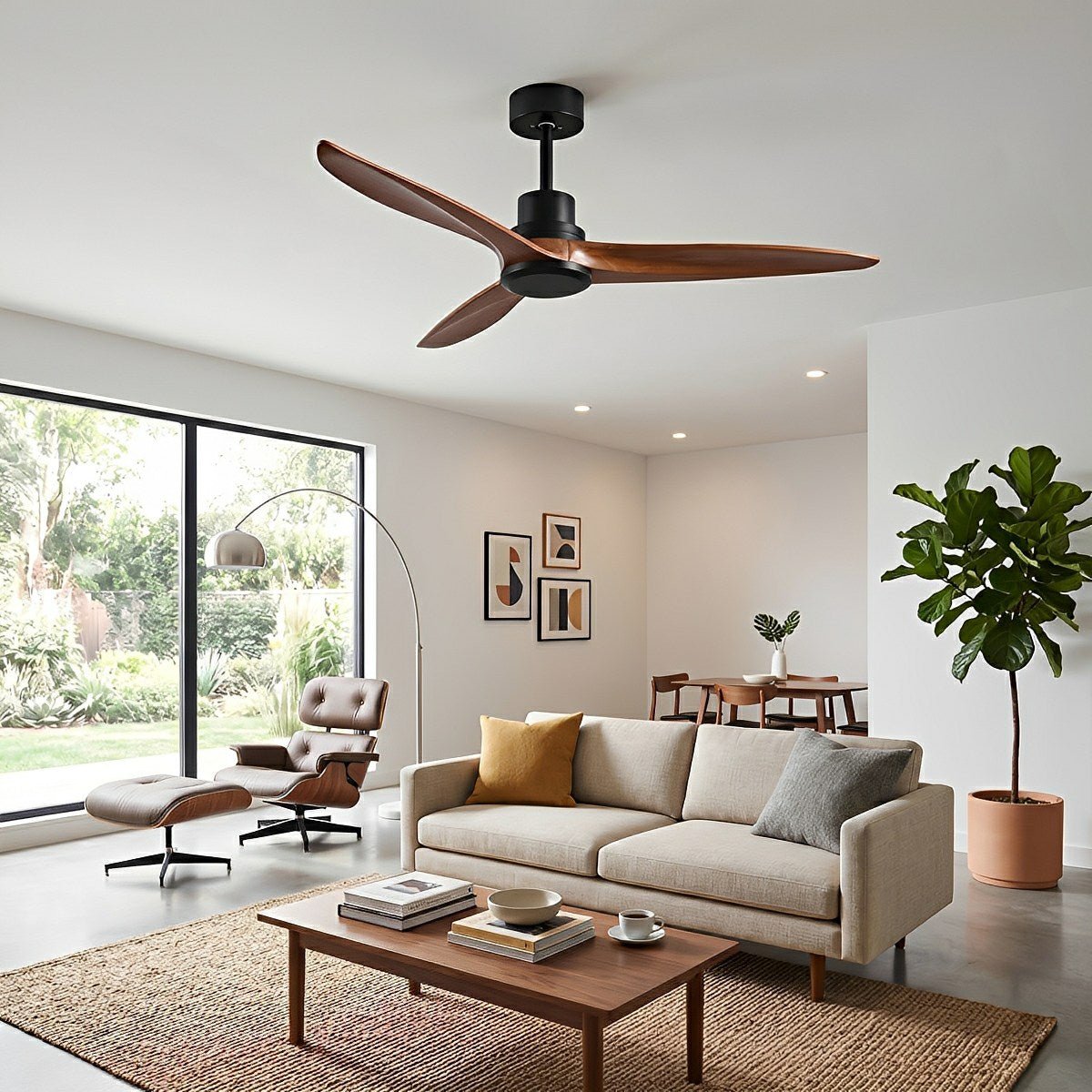 Modern Minimalist Wood DC Motor Reverse Ceiling Fan